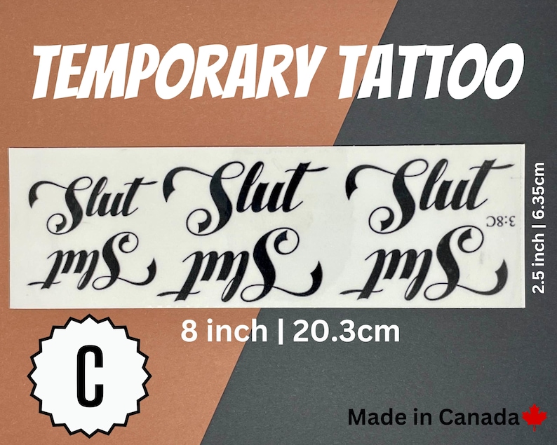 Slut Tattoo Humiliation Temporary Tattoo Slutty Submissive Temp Tattoo