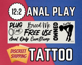 Anal play kink tattoo set with submissive phrases for bdsm roleplay free use scenes dominance training and discreet adult shipping