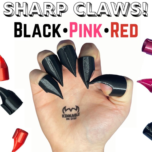 Cosplay Finger Claws | Cat women claws Plastic Claws | lucifer Claws | Finger Claws | Black Claws | Black Claw Rings | Pink Claws | Red Claw