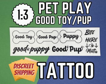 Pup Play Tattoos Bdsm temporary tattoos furry tattoos bdsm pet play Therian gear pet collar pet play gear pup hood fursuit abdl bdsm collar