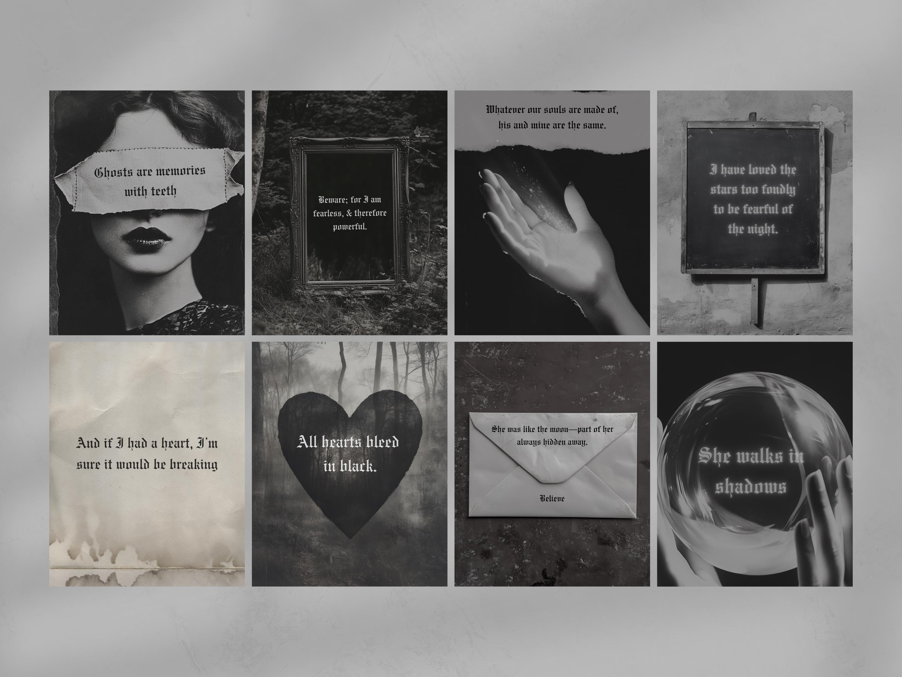 Gothic Instagram Templates: Dark Academia Quote Overlays, Creative Dark ...