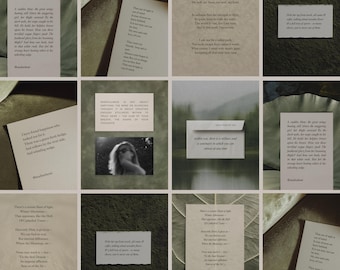 Poets & Writers Aesthetic Kit - Unique Paper Texture Journal Posts, Canva Templates for Instagram, Muted Green, Earthy Editorial IG Pack