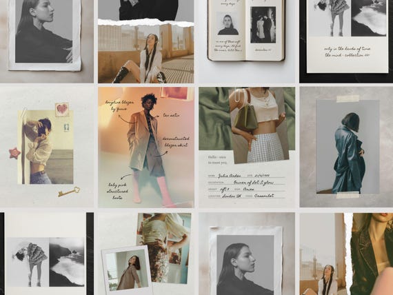 Editorial Instagram Templates | Aesthetic Editable Posts For Content Creators, Lifestyle Canva Collage Photo Diary, Paper Texture - VOL2