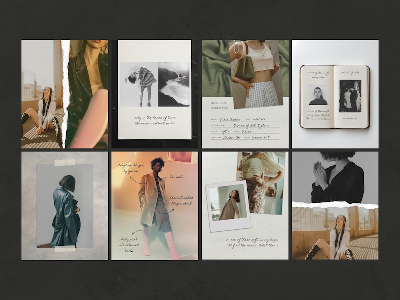 Editorial Instagram Templates | Aesthetic Editable Posts For Content Creators, Lifestyle Canva Collage Photo Diary, Paper Texture - VOL2 image 8