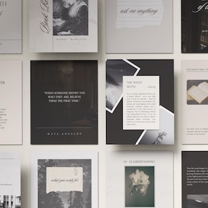 Dark Academia Instagram Templates For Poets & Writers, Black And White Sepia Toned Aesthetic IG Post, Edit In Canva, Diary Journal Vibe
