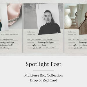 Instagram Over mij, Zed Card, Drop Post-sjabloon | Bewerkbare canva-sjabloon voor makers, kleine bedrijven en modellen, redactionele bio-kaart