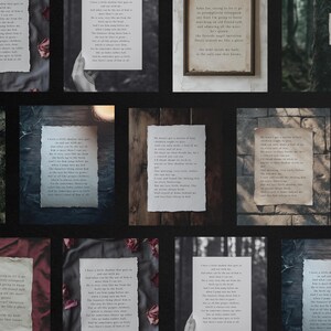Poets & Writers, Dark Moody Aesthetic Paper Quote Canva Templates For Instagram. IG Posts, Dark Academia Gothic Diary Collage Style image 4