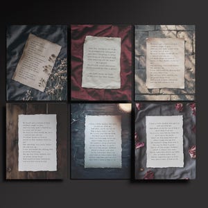 Poets & Writers, Dark Moody Aesthetic Paper Quote Canva Templates For Instagram. IG Posts, Dark Academia Gothic Diary Collage Style image 6