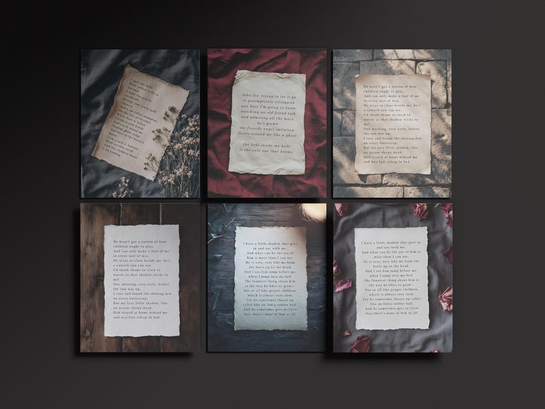Poets & Writers, Dark Moody Aesthetic Paper Quote Canva Templates For Instagram. IG Posts, Dark Academia Gothic Diary Collage Style image 6