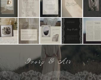 Ivory & Air Instagram Templates – Heirloom, Elevated Editorial Scrapbook Journal Posts, Poetry Prose, Archival Paper Textures, Neutral Kit