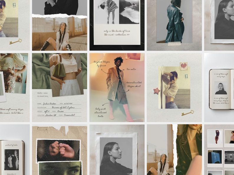 Editorial Instagram Templates | Aesthetic Editable Posts For Content Creators, Lifestyle Canva Collage Photo Diary, Paper Texture - VOL2 image 10