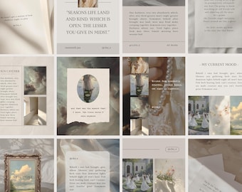 Light Academia Instagram Templates, Poets & Writers, Neutral Renaissance Soft Aesthetic IG Post, Story Typewriter Aesthetic, Edit in Canva