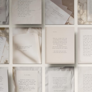 Szablony Canva Light Academia: Cytaty o fakturze papieru, posty na Instagramie poetów i pisarzy, nakładki na papier do pisania, neutralny dziennik zdjęcie 5