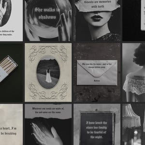 Gotiska Instagram-mallar: Mörka akademiska citatöverlägg, kreativa mörka feminina bildbaserade textöverlägg på IG-inlägg