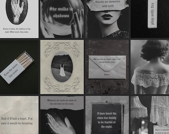 Gothic Instagram Templates: Dark Academia Quote Overlays, Creative Dark Feminine Image Based Text Overlay IG Posts