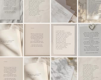 Light Academia Canva Templates: Paper Texture Quotes, Poets & Writers Instagram Posts, Typewriter Paper Overlays, Neutral Diary Journal