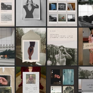 Modelli editoriali di Instagram: stile rivista collage, estetica neutra, post di diario di moda, modelli di direzione artistica creativa per Instagram