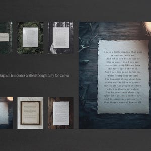 Poets & Writers, Dark Moody Aesthetic Paper Quote Canva Templates For Instagram. IG Posts, Dark Academia Gothic Diary Collage Style image 5