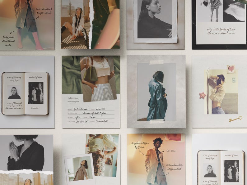 Editorial Instagram Templates | Aesthetic Editable Posts For Content Creators, Lifestyle Canva Collage Photo Diary, Paper Texture - VOL2 image 5
