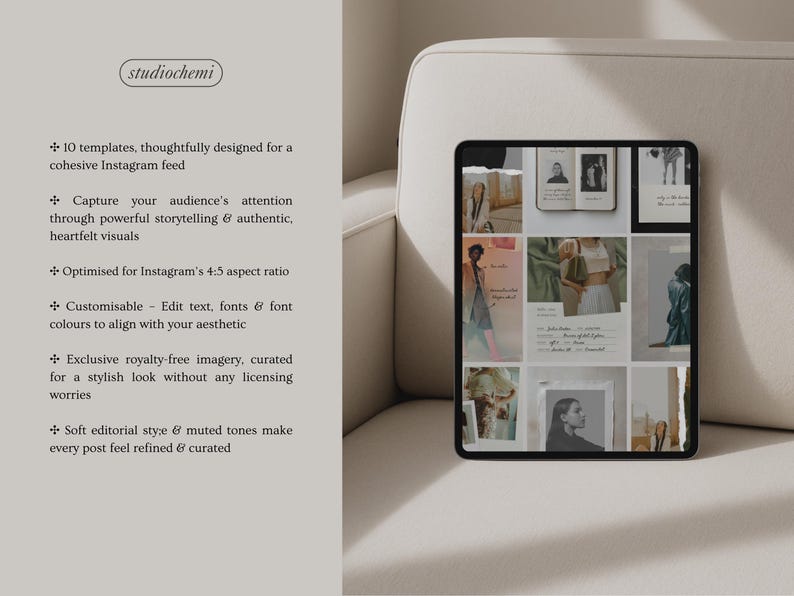 Editorial Instagram Templates | Aesthetic Editable Posts For Content Creators, Lifestyle Canva Collage Photo Diary, Paper Texture - VOL2 image 6