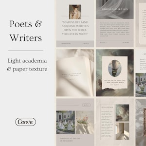 Modelli Instagram Rapporto 4:5 per Poeti Scrittori Blogger Artisti Autori / Post e Storie, Light Academia, Carta per Macchina da Scrivere Toni Neutri