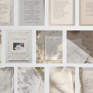 Szablony Canva Light Academia: Cytaty o fakturze papieru, posty na Instagramie poetów i pisarzy, nakładki na papier do pisania, neutralny dziennik zdjęcie 8