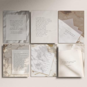 Szablony Canva Light Academia: Cytaty o fakturze papieru, posty na Instagramie poetów i pisarzy, nakładki na papier do pisania, neutralny dziennik zdjęcie 3