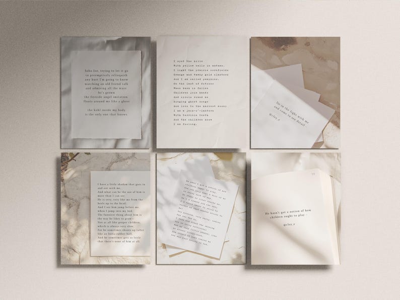 Szablony Canva Light Academia: Cytaty o fakturze papieru, posty na Instagramie poetów i pisarzy, nakładki na papier do pisania, neutralny dziennik zdjęcie 3
