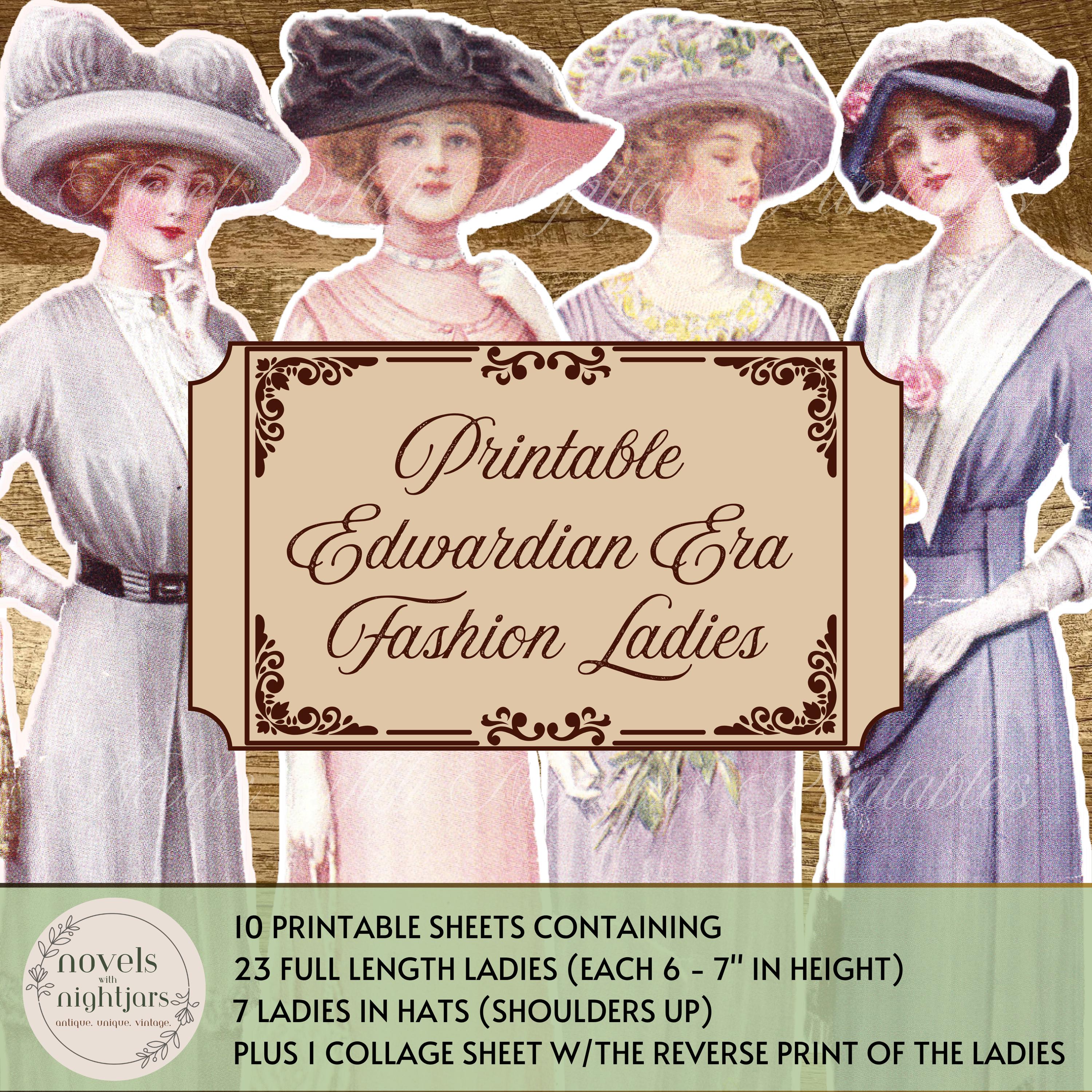 Edwardian Fashion Ladies Printable Ephemera, Clip Art, Junk Journal ...