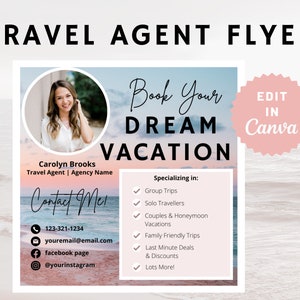 Travel Agent Flyer Templates, Travel Agent Content, Travel Agent Templates, Travel Instagram Posts, Travel Agency Canva Templates