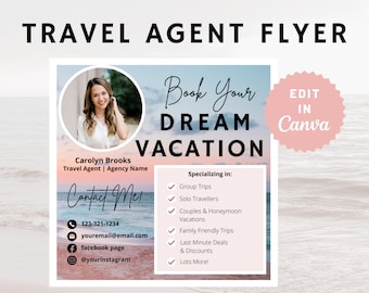 Travel Agent Flyer Templates, Travel Agent Content, Travel Agent Templates, Travel Instagram Posts, Travel Agency Canva Templates