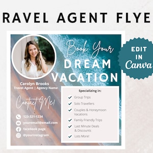 Travel Agent Flyer Templates, Travel Agent Content, Travel Agent Templates, Travel Instagram Posts, Travel Agency Canva Templates