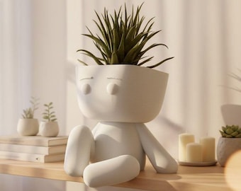 Milo Sitting Character Planter STL File | Mindful Design Succulent Pot (Digital Download)