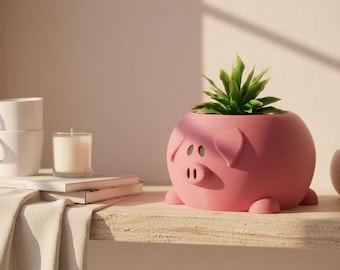 Fat Pig 3D Planter STL File | Kawaii Animal Succulent Pot (Digital Download)