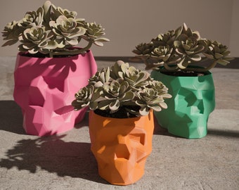 Low poly Skull Planter 3D Print Stl File | Stl File For 3D Printers | 3D Home Decor - Digital Download