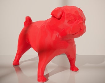 Pug dog Lowpoly Sculpture Animal Dog STL File 3D Print Stl File | Stl File For 3D Printers | 3D Home Decor - Digital Download