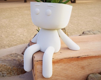 Milo Planter sitting 3D Print Stl File | Stl File For 3D Printers |Home Decor - Digital Download People , Succulent Robert Plant Zen Planter