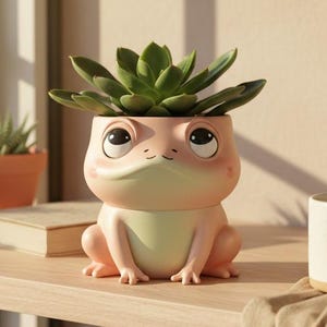 Happy Frogo Buddy™ STL | Cute Frog Planter 3D Model | Kawaii Frog Pot Digital File