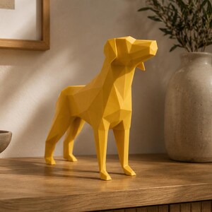 Escultura de perro Pointer Alemán de pelo corto de baja poligonalidad / Decoración canina impresa en 3D (Descarga digital)