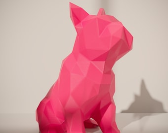 Archivo STL de escultura lowpoly de bulldog francés / Modelo para impresión 3D (Descarga digital)