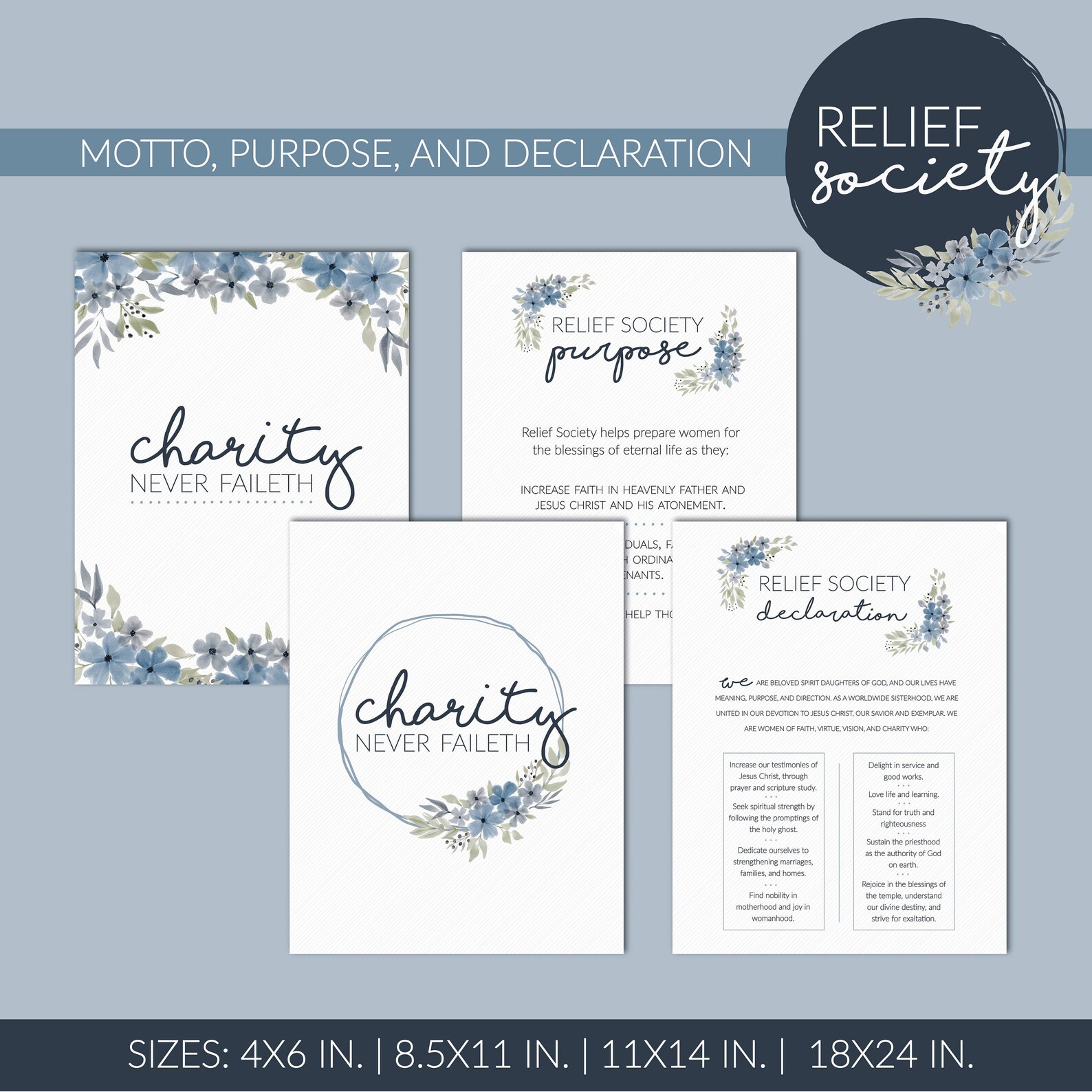 Relief Society Printable Poster/handout Motto, Purpose, and Declaration - Etsy