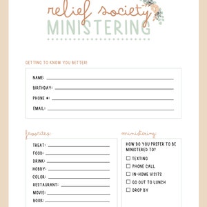Relief Society Ministering Survey LDS Ministering - Etsy