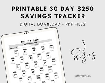 Savings Challenge Printable | Money Saving Challenge | 30 Day Savings Challenge | Budget Challenge | US Letter Size | A4 Size | Half Letter