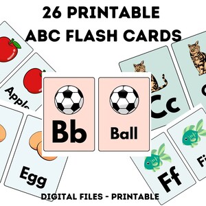 Printable ABC Flash Cards for Kids, Printable Alphabet Flash Cards, Classroom Decor, Toddlers Preschool Early Learning Resource, Pre-K