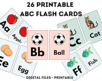 Tarjetas flash ABC imprimibles para niños, tarjetas flash del alfabeto imprimibles, decoración del aula, recursos de aprendizaje temprano preescolar para niños pequeños, prekínder