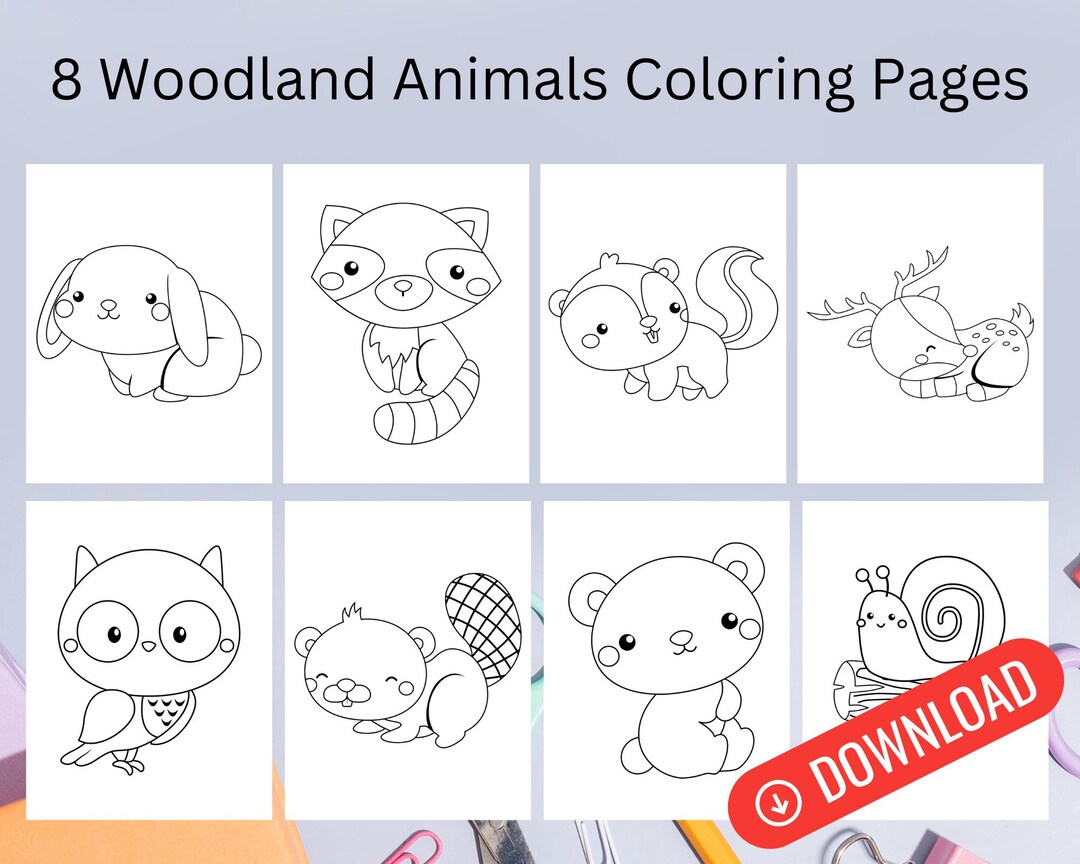 Woodland Animal Coloring Pages, Baby Animals Printable, Animal Games
