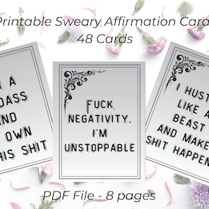 Schwören Affirmationskarten druckbare, Badass Affirmationen, schwören Affirmationen, schwören tägliche Affirmationskarten, Affirmationskarten für Frauen