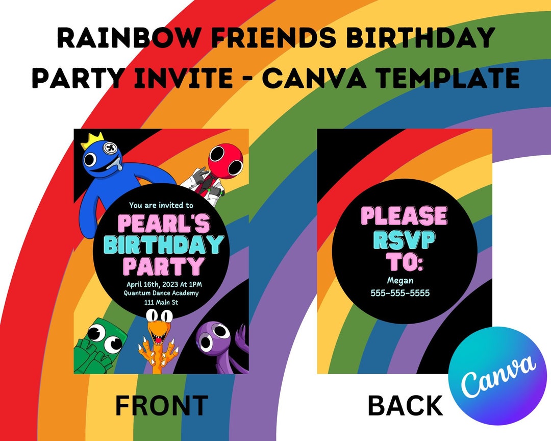 Printable Rainbow Friends Birthday Invitations Rainbow - Etsy