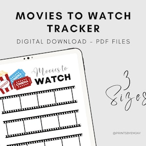 Movies to Watch Tracker, Movies I&#39;ve Seen List, Printable Habit Tracker Bullet Journal Printable Planner, Bujo Journal Pages, Fave Movies
