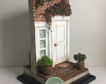 Welcome Home House Facade Diorama | Double-Sided Handmade Scene | Acrylic Case Included